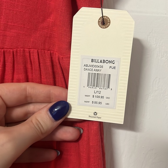 NWT Billabong: Maxi dress, fuscia; size Large - Picture 3 of 4